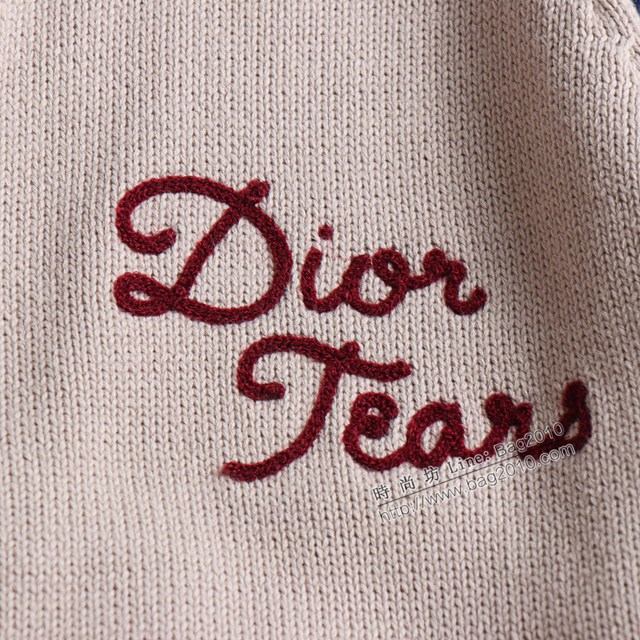 Dior專櫃迪奧2023FW新款拼色平紋針織刺繡高領拉鏈毛衣外套 男女同款 tzy3160
